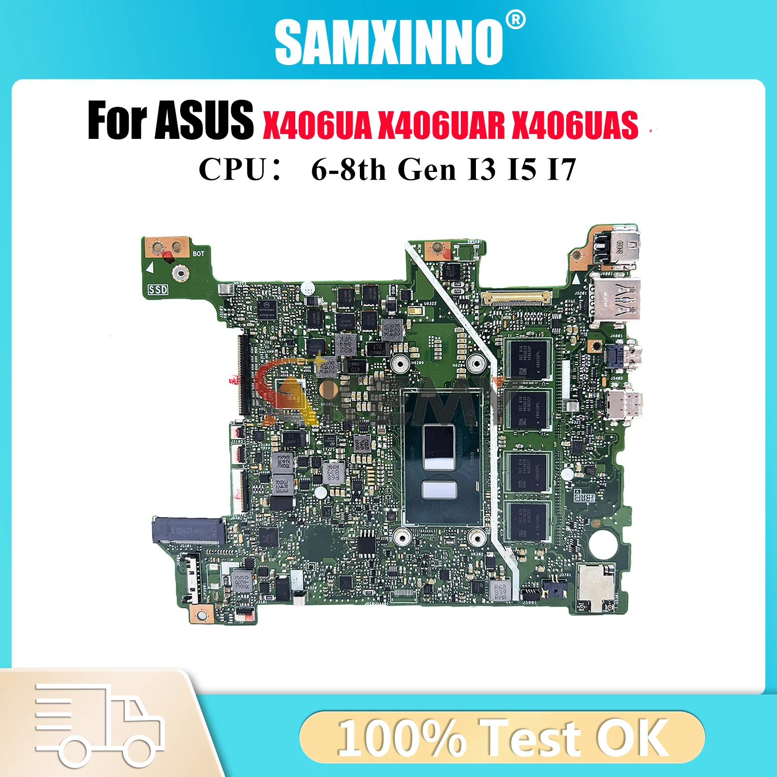 

Материнская плата для ноутбука X406UA для ASUS VivoBook X406U V406U S406U X406UAS X406UAR X406UA K406U, материнская плата с процессором I3 I5 I7, тест ОК