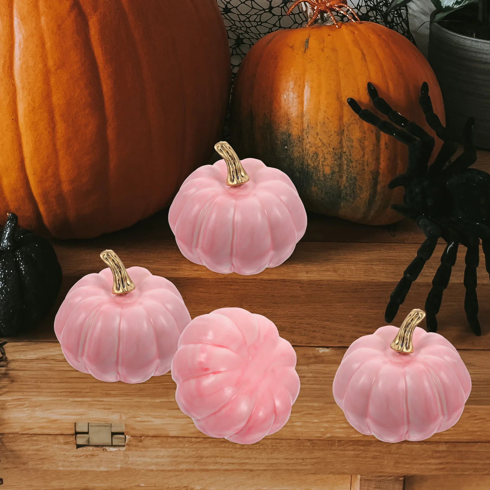 10 Stück Halloween-Kürbis-Dekorations-Requisiten, 10 Stück/Packung (rosa), Schaumstoffe, künstliche Kürbisse, Ornament