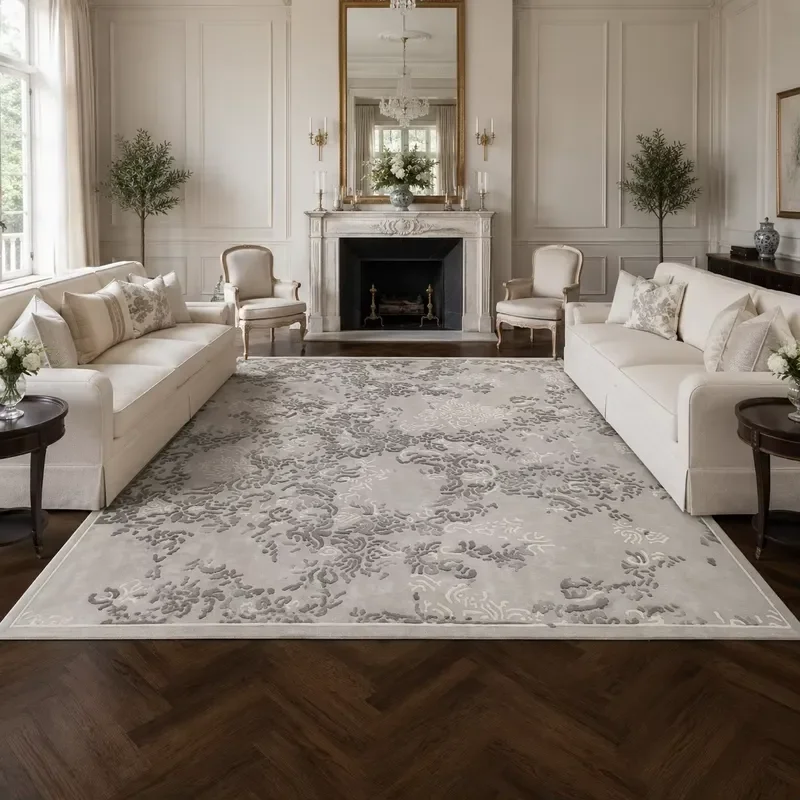 Wholesale Custom Beige Persian Style Flower NZ Wool Slip Soft Large Living Room Rugs Hand Tufted Carpet for Hotel Room