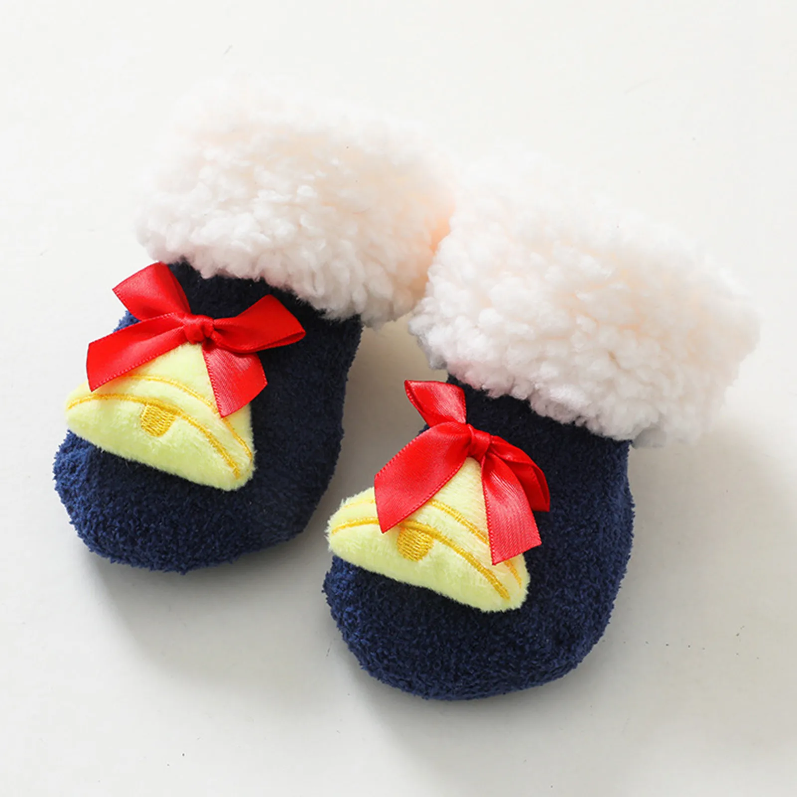 Baby Christmas Socks Non-Slip Floor Socks 0-2T Toddler Boys and Girls Christmas Baby Lamb Fleece Thickened Christmas Floor Socks