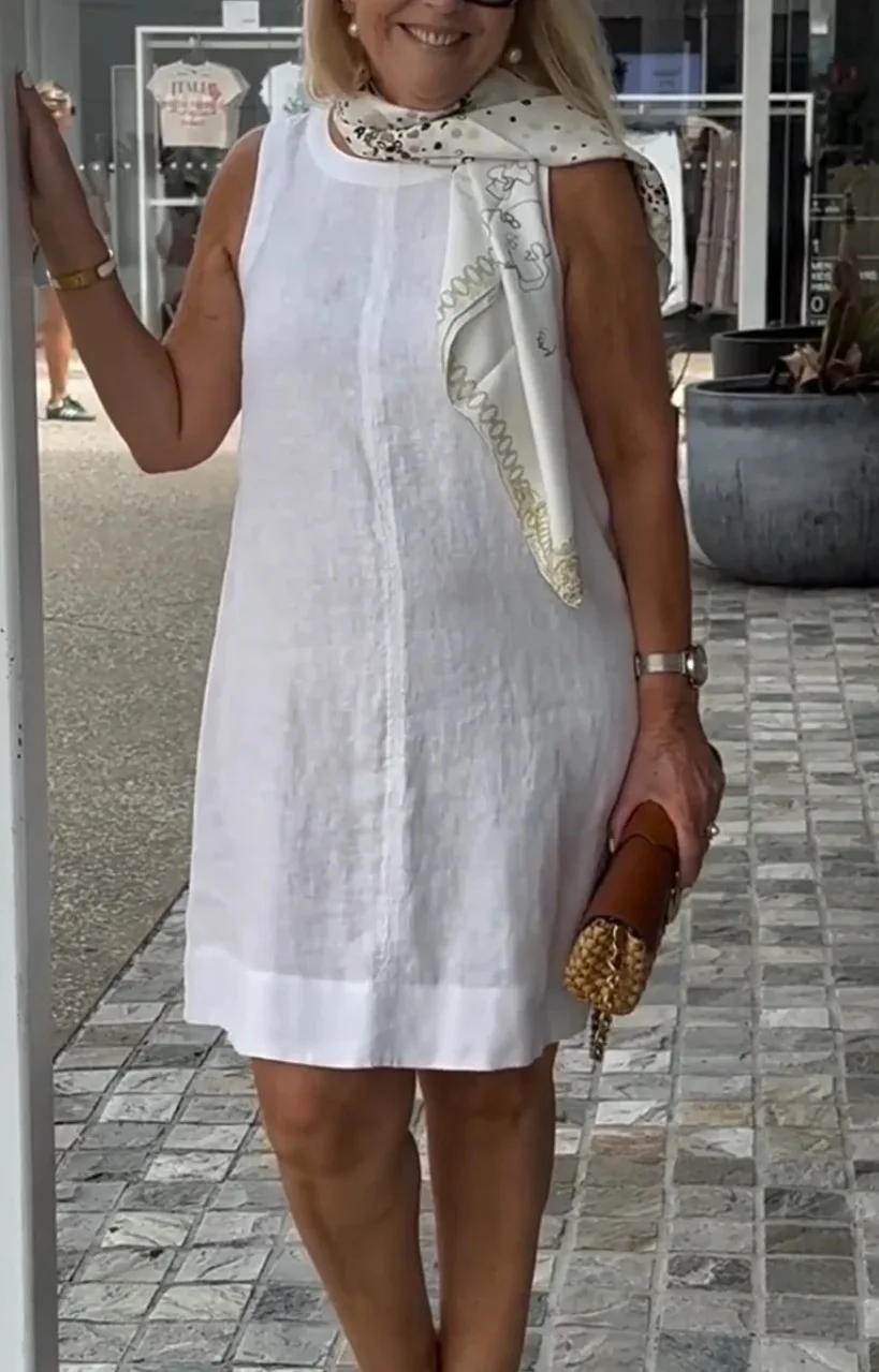 

Women's Casual Dress Solid Color Sleeveless O-neck Vest Mini Dress Women's Fashionable Elegant Dress Women Robe Summer New Style