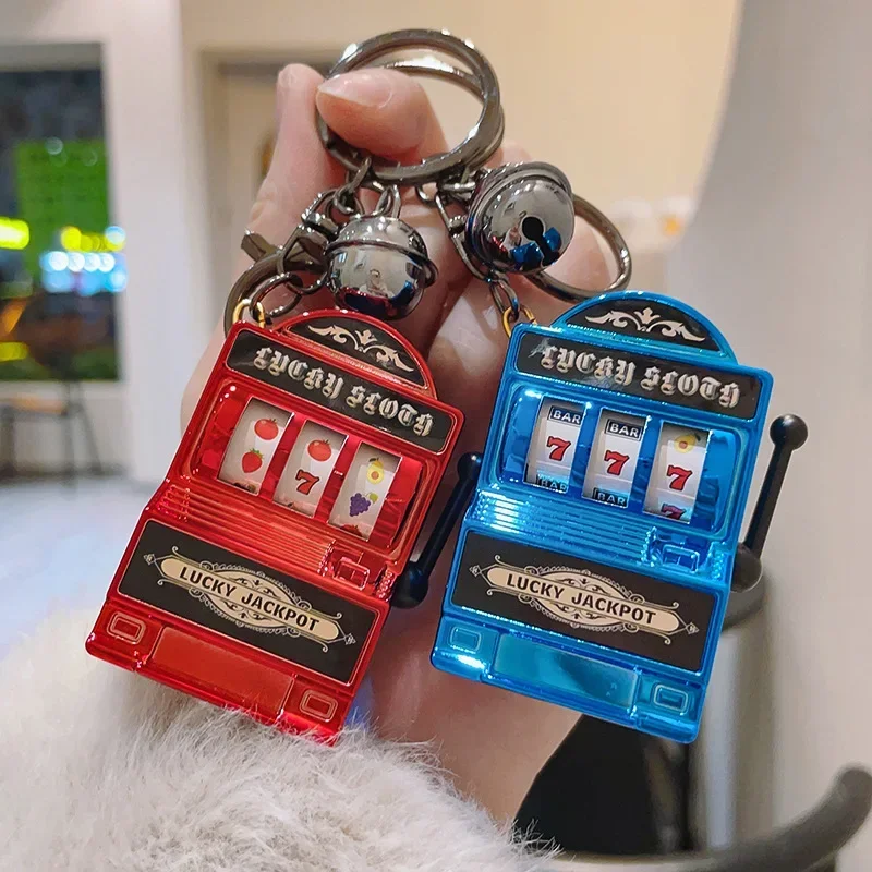 Lucky Jackpot Mini Fruit Slot Machine Educational Toy Funny Metal Fruit Shake Joy Keychain Coin Operated Games Key Ring Gift