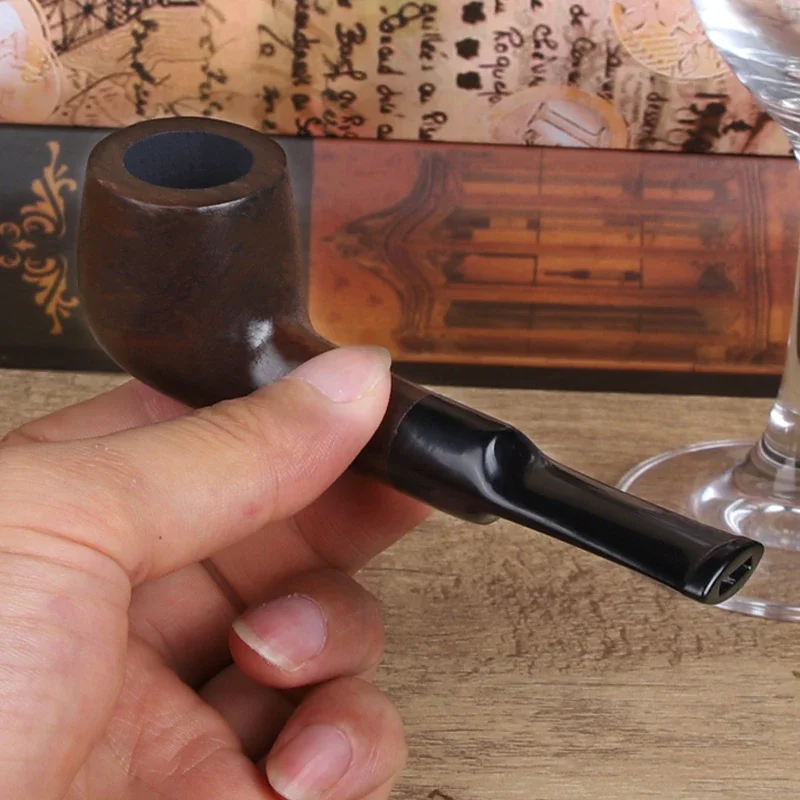 New Classic Straight Ebony Wood Solid Wooden Smoking Pipe Tobacco Pipe Tube Fit For 3mm Filters Smoking Accessories