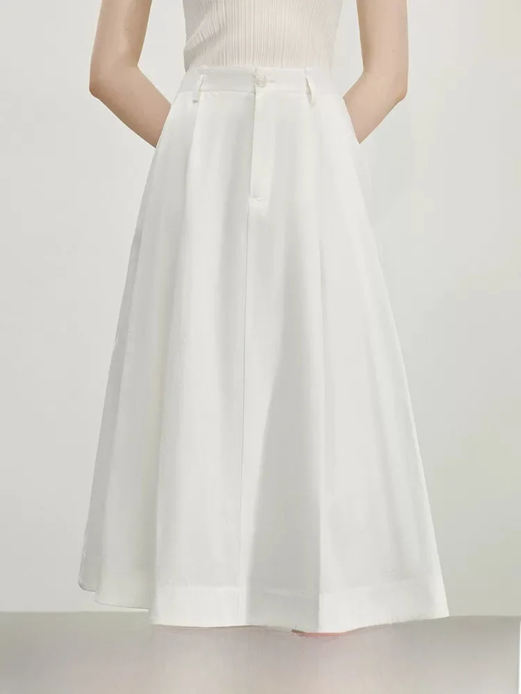 

Fensi Lanen High Waist Commuter A-Line White Skirt Women's Summer 2025 New Style Half-length Skirt Elegant Ladies' Fashion