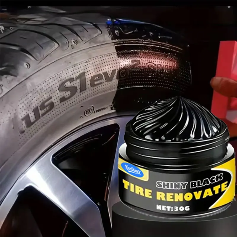 Black Shiny Tire Wax - Durable, Long-Lasting Protection and Repair for All Kinds of Tires - Prevents Cracks and Whitens