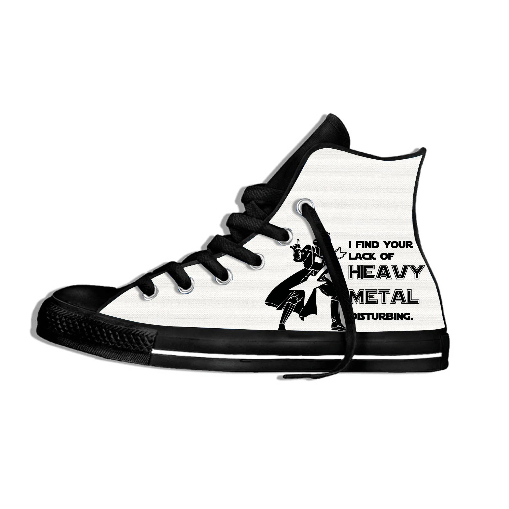 Hot I Find Your Lack of Heavy Metal Disturbing Harajuku Lightweight High Top Canvas Shoes Men Women Casual Breathable Sneakers