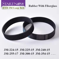 Correa de distribución de bucle cerrado, correas de transmisión HTD 3M-255-15, perímetro 225, 267, 300, 324, 384mm, ancho personalizado 8, 9, 10, 15, 17mm