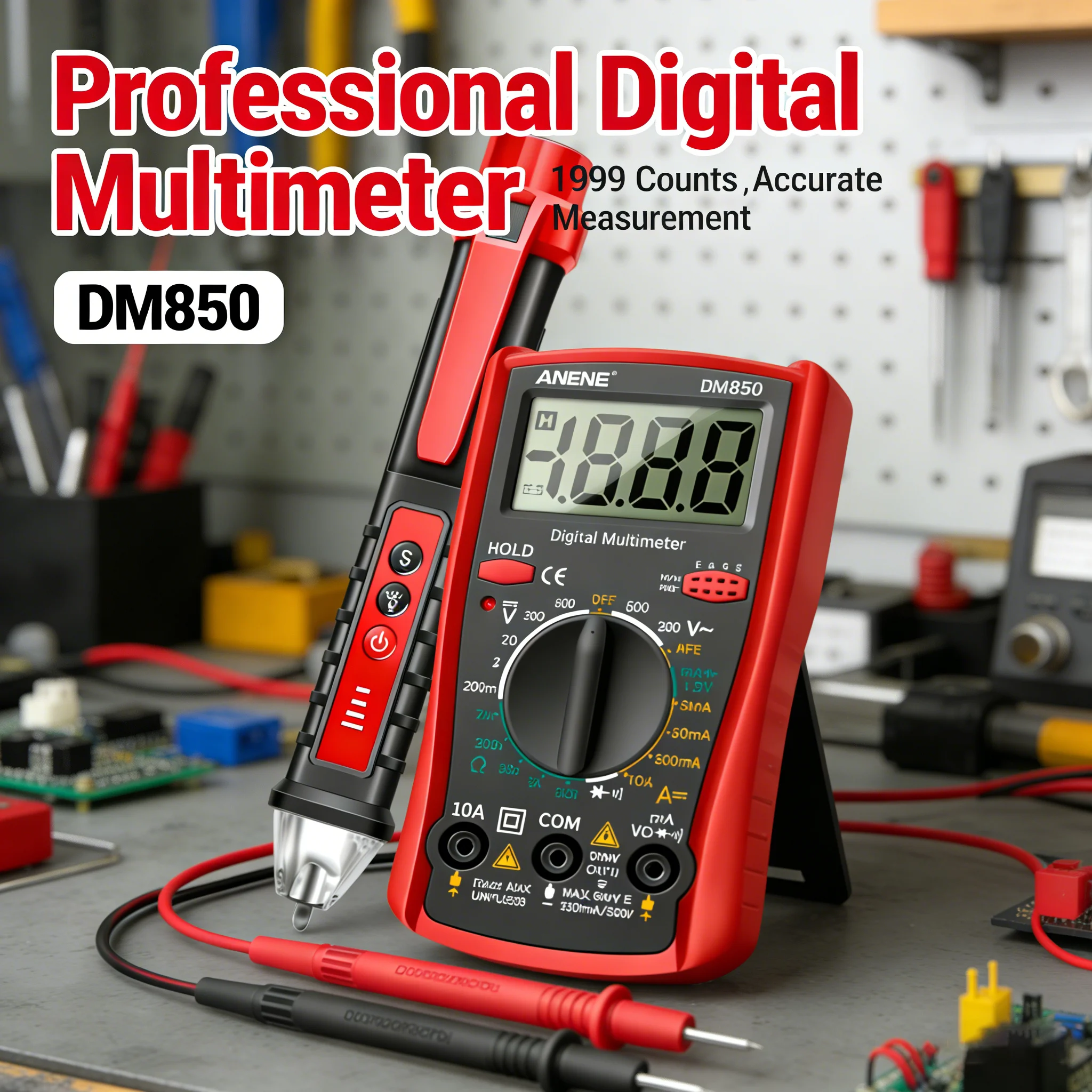 

ANENG DM850+VD802 Car Inspection Devices Kit Suit 1999 Counts Tester Multimeters Test Pen Voltage Meter Automotive Mechanic Tool