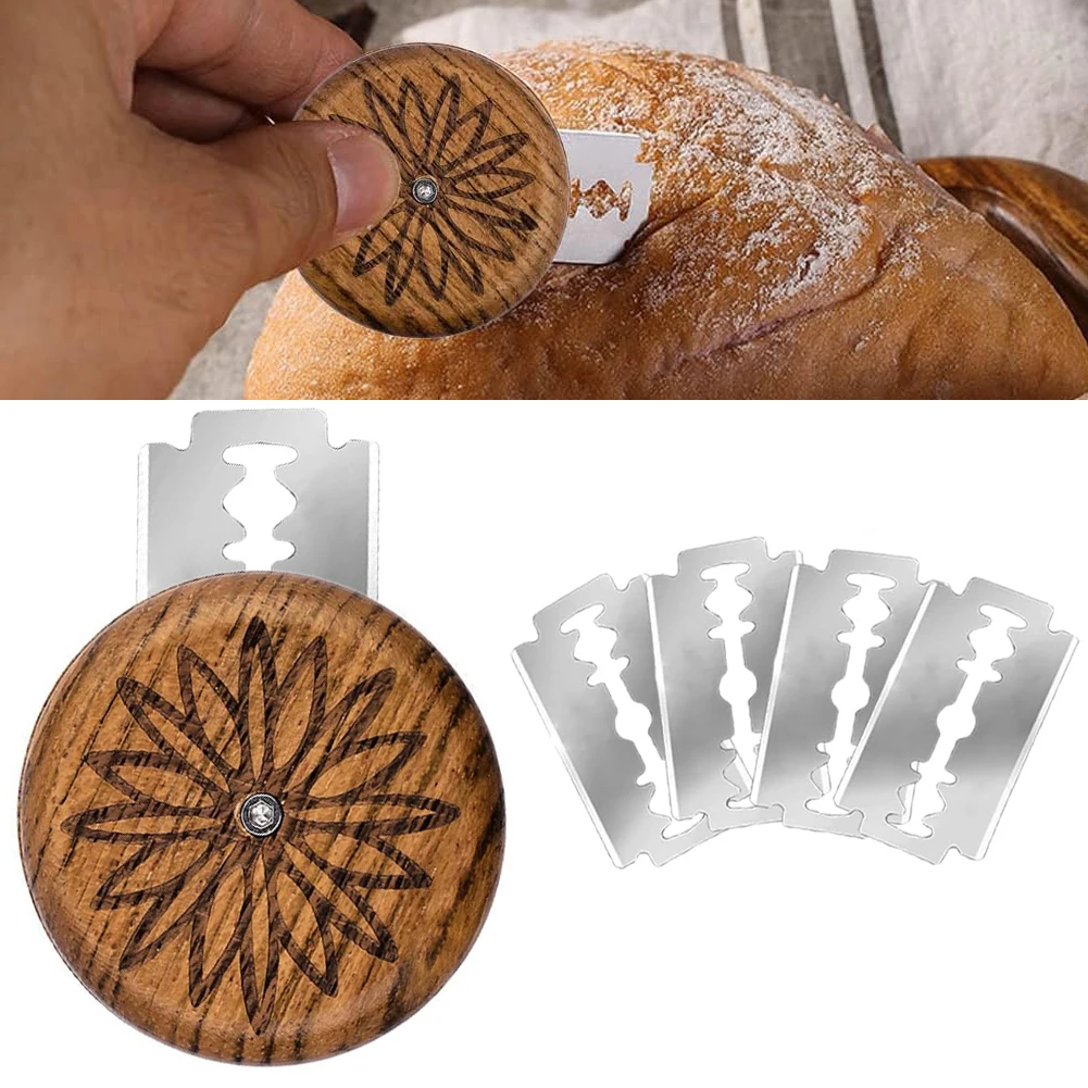 Sunflower Rosewood UFO Bread Cutter Baking European Style French Stick Portable round Soft Bread Knife Bread Repair Knife