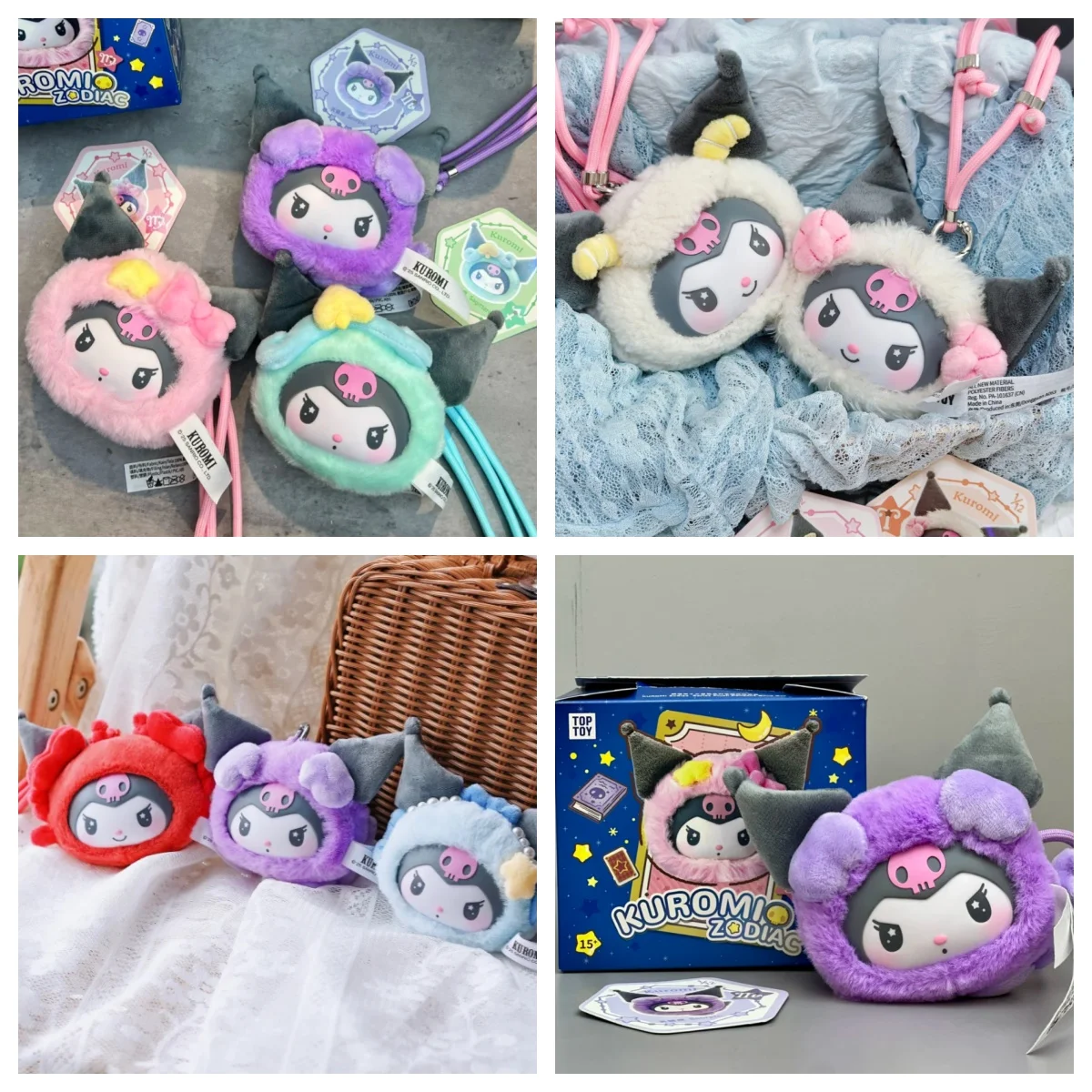 

Подлинная плюшевая подвеска Sanrio Kuromi 12 в виде созвездия на липучке, милая плюшевая кукла, двенадцать цветов, стильный подарок для девочки