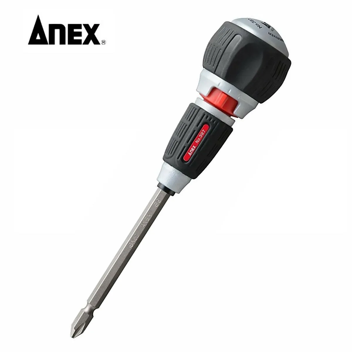 ANEX 1/4" Ratchet Screwdriver with Strong Magnetic Double-ended Screwdriver Bit PH2/SL6, Ball Handle Tool NO.397-H/397-D/307-D view 4
