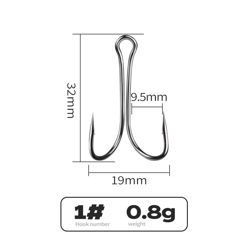 Angel-Doppelhaken, Hühnerklauenform-Haken aus Kohlenstoffstahl, Froschköder, Angelhaken, U-Form mit Widerhaken, Lot 10 Stück im Angebot – Detail 15