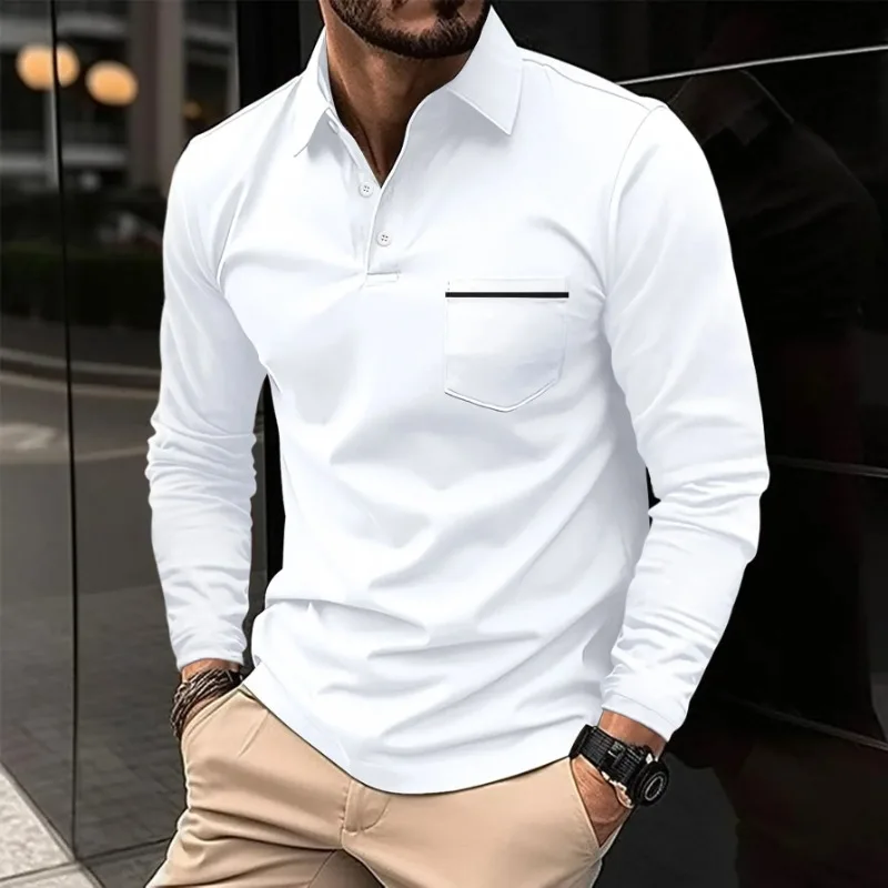European and American Men's Spring and Autumn Polo Shirts Casual Long Sleeved Sportswear Hiking Leisure and Cycling