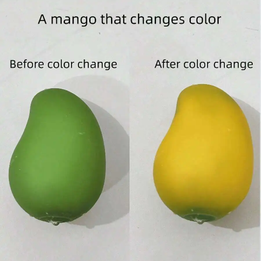 1pc Color Changing Mango Stress Relief Toy, Transforms From Warm Yellow To Green, Super Soft Slow Rebound Squeeze Toy, Cute Real