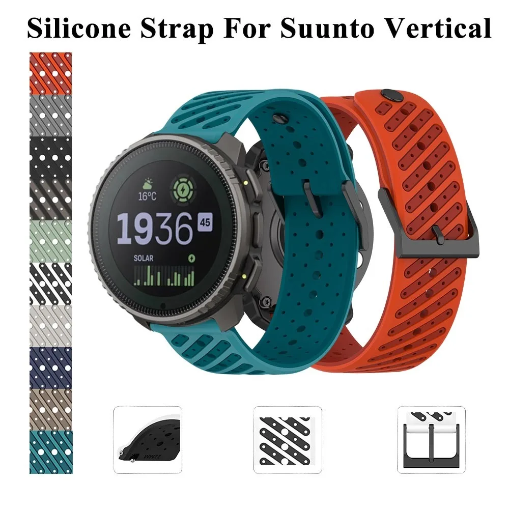 

Ремешок с ремешком 22 мм для Suunto, вертикальный ремешок для часов, силиконовый спортивный дышащий ремешок с пряжкой из нержавеющей стали для вертикального ремешка Suunto