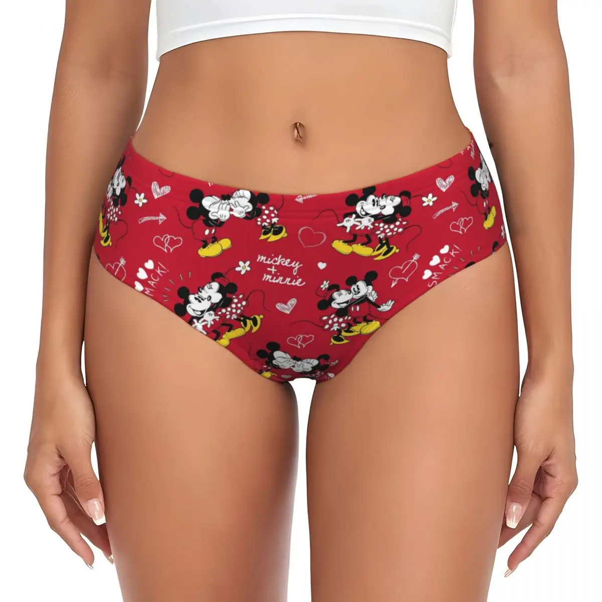 

Custom Mickey & Minnie Love Brief Panties Women Comfort Stretch Underwear