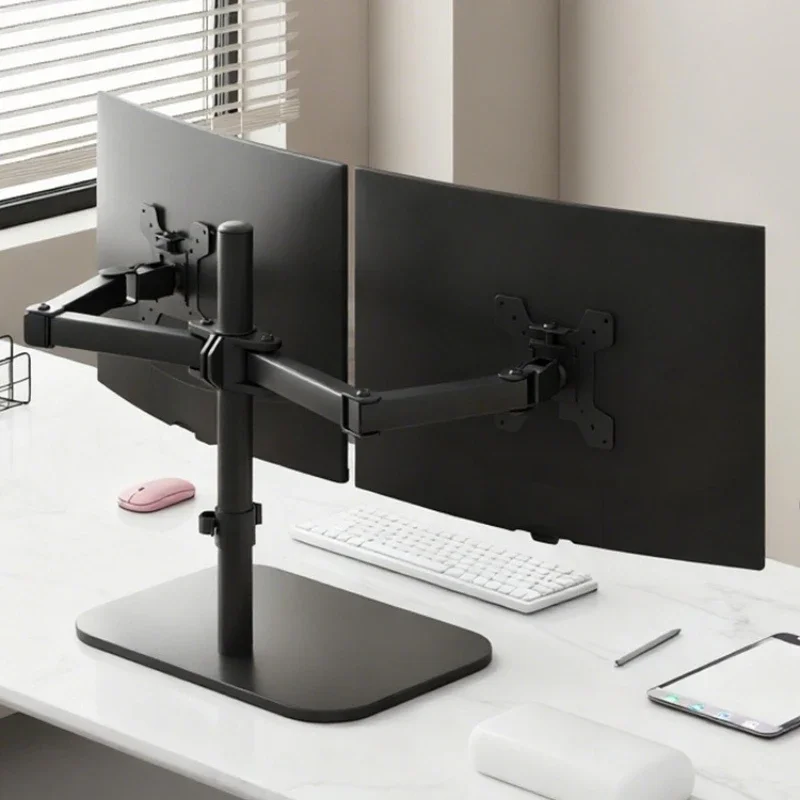 Dual-screen monitor bracket with one drag and two bases, upper and lower multi-screen computer screen cantilever