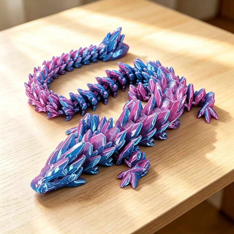 Figura de dragón con piedras preciosas impresa en 3D, adorno de escritorio de plástico iridiscente, artesanía artística, decoración para dormitorio y oficina, regalo de cumpleaños, 1 ud.