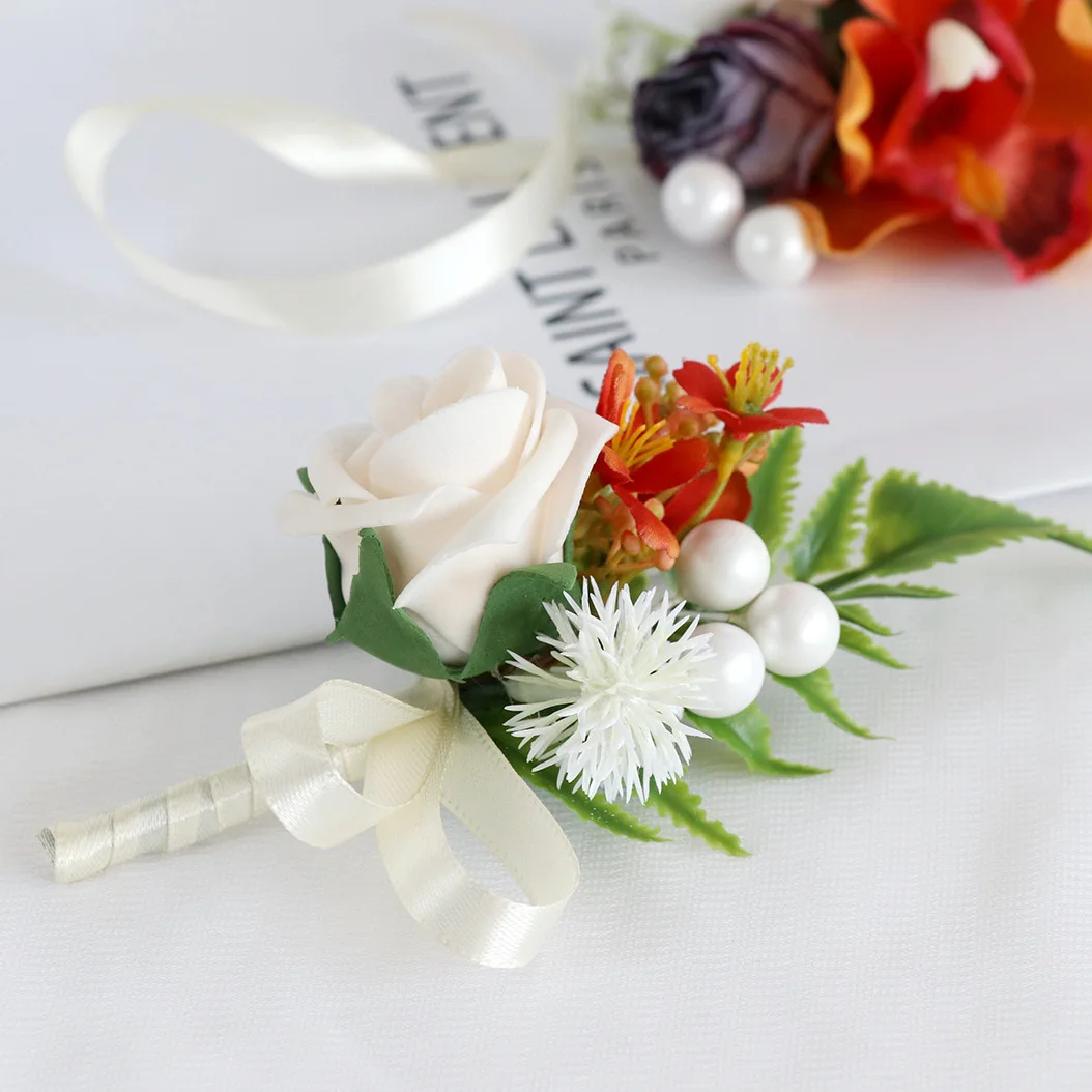 Imitation flower wedding accessories bridegroom and bride breast flower Sen series best man banquet dance sisters wrist flower