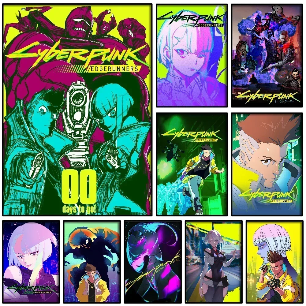 1PC Cyberpunk Edgerunners Anime Poster Self-adhesive Art Waterproof Paper Sticker