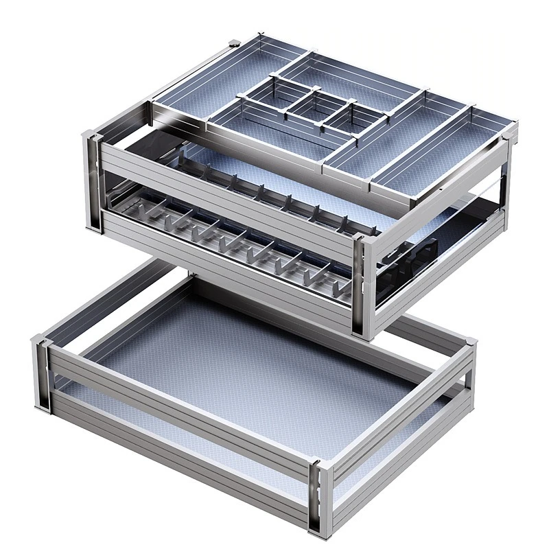 

Basket kitchen cabinet double drawer type, storage cupboard built-in cupboard