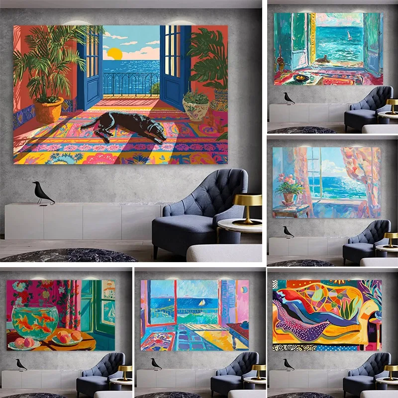 Henri Matisse Sea Window Canvas Print Matisse Museum Exhibition Poster Wall Art Painting Modern Abstract Home Decor Living Room