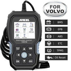 ANCEL-OBD2 Scanner para Volvo Car, Code Reader, Diagnostic Scan Tool, Sangramento ABS, Óleo Injetor, ETC, BMS, EPB, TPMS, D-P-F Reset, VOD700