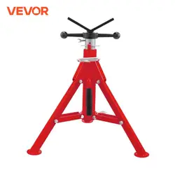 VEVOR Pipe Holding Stand with Roller Head V-Head Folding Tripod Jack 12in Capacity Pipeworking Supporting Clamped Tool 2500Lbs