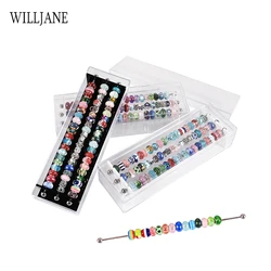 Transparent Acrylic Storage Collection Box Trollbeads Dangle Charms Beads Rod Tray Case Rondelles Snake Chain Pendant Container