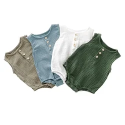 Sommer Infant Baby Jungen Mädchen Strampler Musselin Ärmellose Neugeborenen Strampler Mode Baby Kleidung