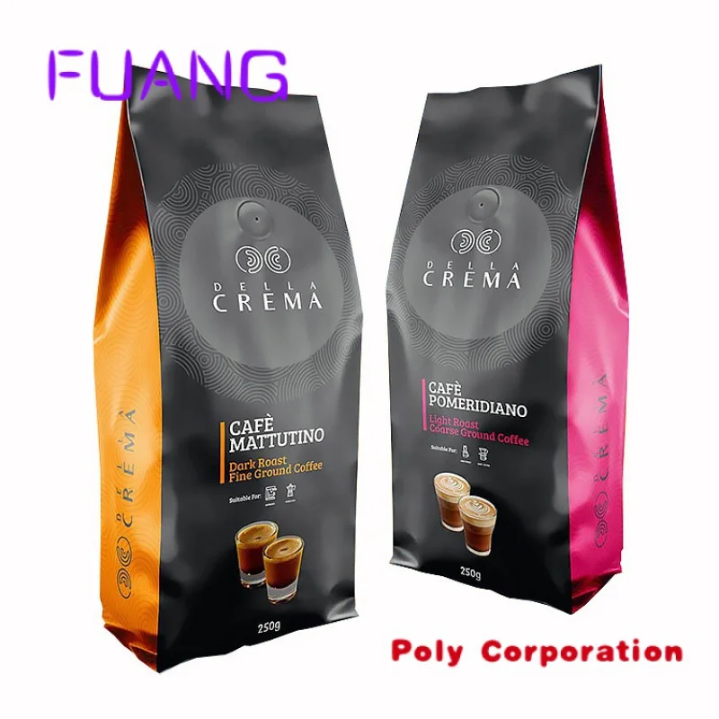 Custom  Coffee bags Custom Printed Mylar Bags Flat Bottom Side Gusset Bean Pack Pouch Packaging For Coffee