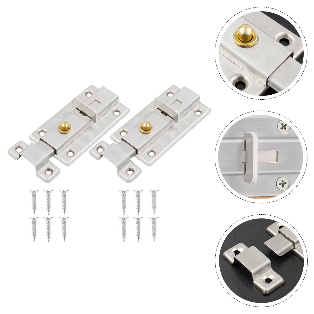 

2 set Spring Bolt Lock Stainless Sliding Door Latch For Bathroom Bedroom Interior Door Slide Locks Durable Smooth