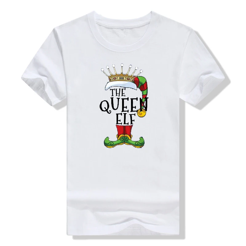Świąteczne ubrania elfów dla całej rodziny, pasujące zestawy dla mężczyzn i kobiet, koszulka bawełniana dla mamy i taty, wzorzysta koszulka na prezent, top.