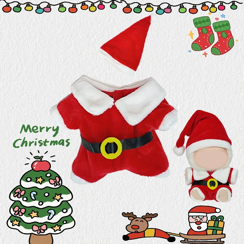 

Рождественский плащ для куклы, одежда со шляпой, новогодняя одежда, наряд для куклы, аксессуары для одежды для 17 см Labubu V1 V2
