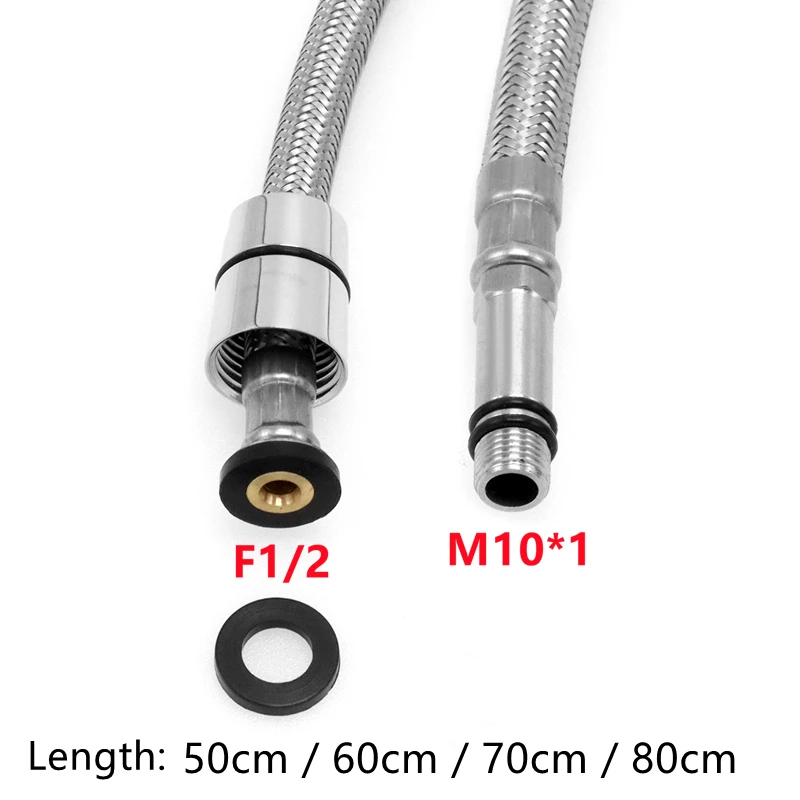 50/60/70/80cm F1/2 M10*1 304 kran kuchenny ze stali nierdzewnej wąż wyciągany kran specjalny wąż wymiana kranu wąż rurka TPV
