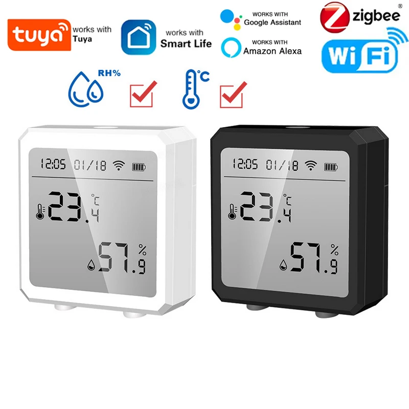 Tuya WiFI/Zigbee Temperature and Humidity Sensor with LCD Screen Digital Display Wireless Thermometer Via Alexa Google Assistant