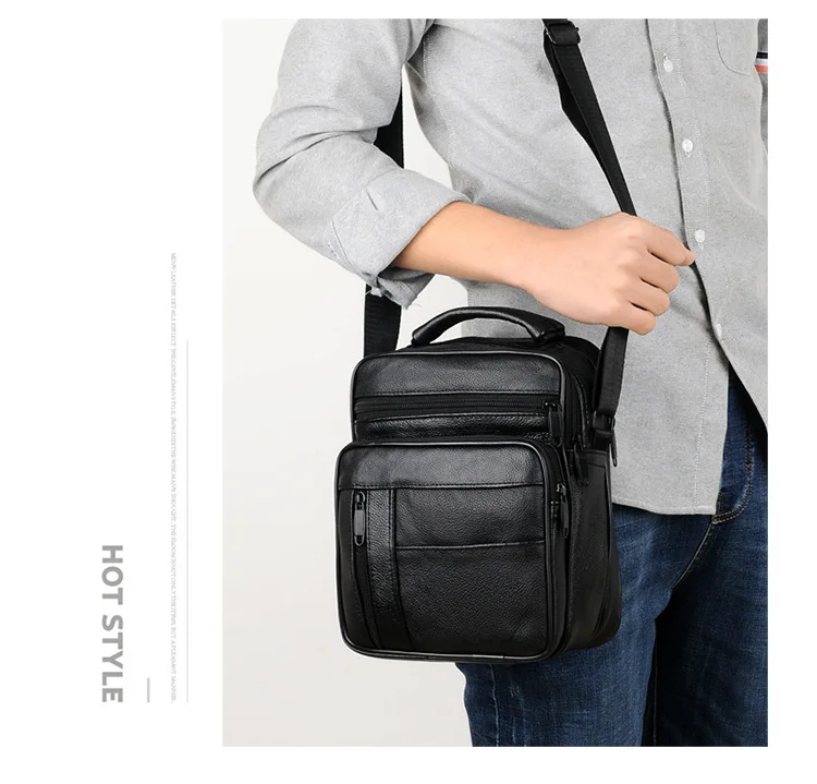 

New genuine leather men's casual single-shoulder bag, crossbody business hand-carry large-capacity single-shoulder backpack