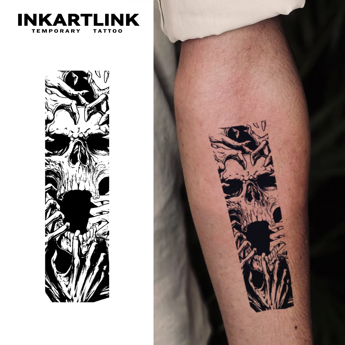 ملصق وشم جمجمة مؤقت، وشم سحري مقاوم للماء، وشم مزيف يدوم حتى 15 يومًا، وشم شبه دائم