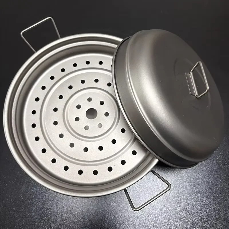Pure Titanium Camping Cookware Set Lightweight Foldable Pot Pan Kit Outdoor Hiking Backpacking Cooking Gear Portable Saucepan