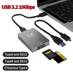 Lettore di schede CF Express tipo A e SD CFexpress 2 in 1 adattatore di tipo A lettore di schede CF Express portatile USB 3.2 10Gbps per SLR