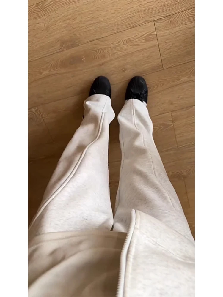 

Retro Sle Floral ey Diagonal Cut Men's Sweatpants Spring Season Heavyweight Cleanfit Flared Pants Side Zipper Straight Leg