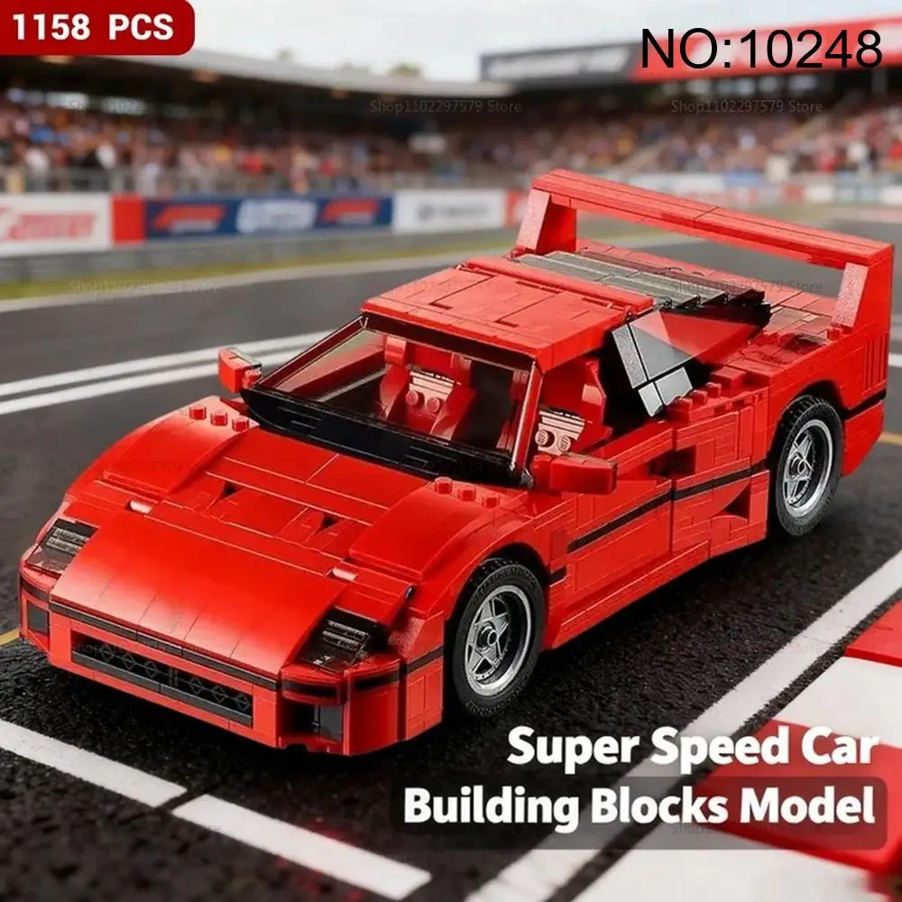 High-Speed Flame-Red Racer Brick Construction Set - Universal Fit DIY Sports Car Model, Exquisite Gift for Hobbyists