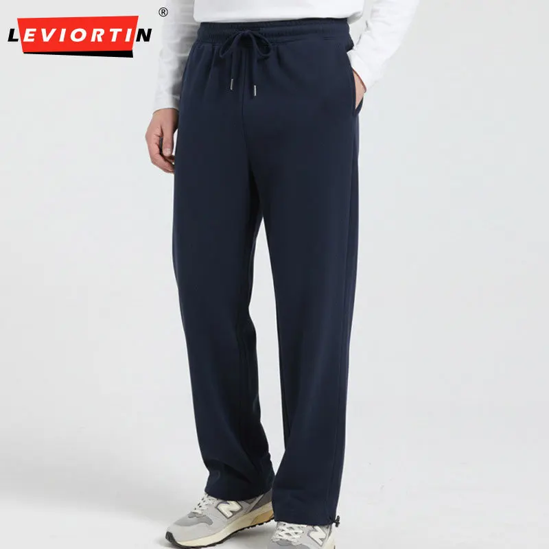 Pantalones de pierna recta de algodón con lazo de lana, deportivos, holgados, con cordón de pie Simple, informales, neutros, versátiles, japoneses