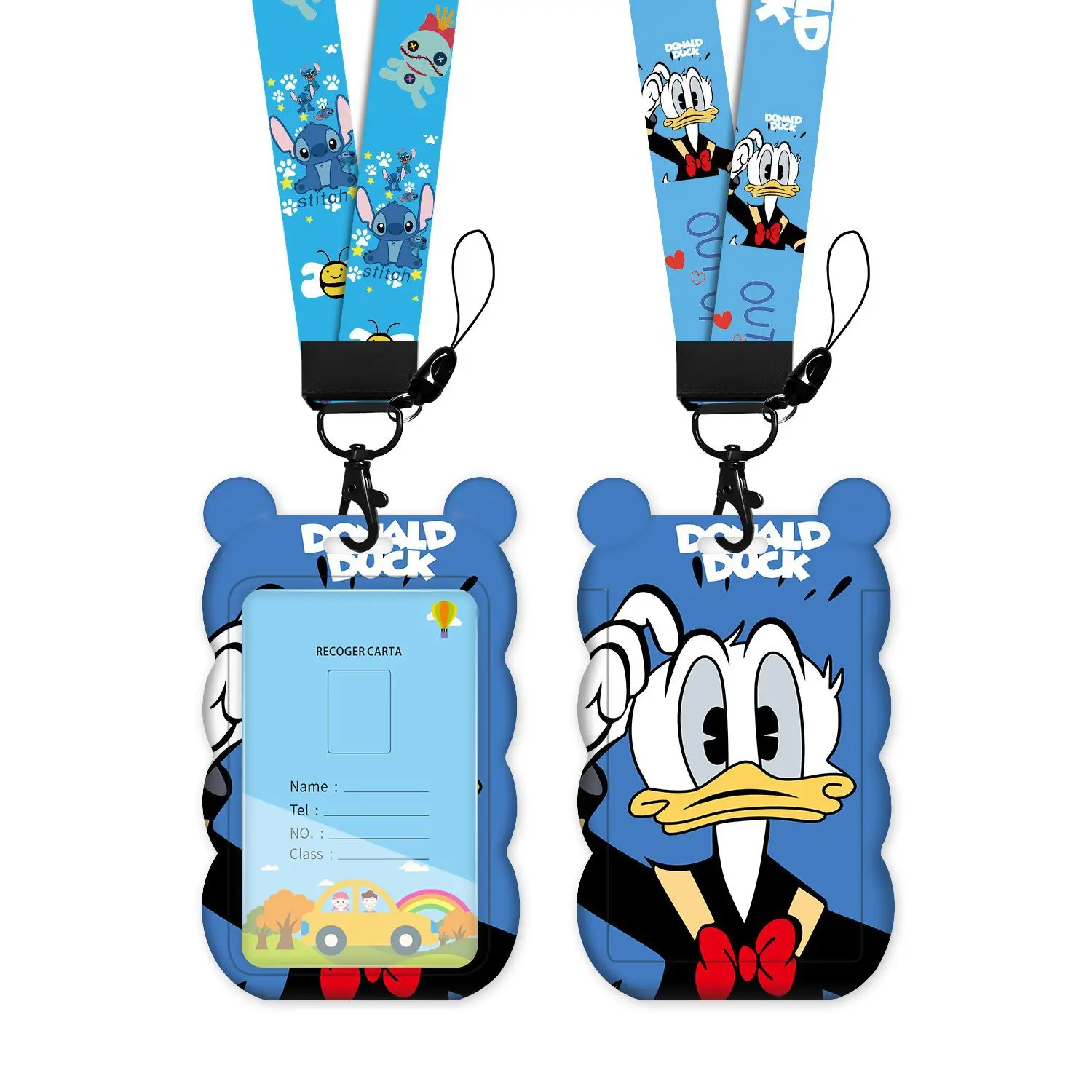 Kawaii Disney Mickey Mouse Card Holder Cute Kindergarten Access Card Set with Long Hanging Rope Hanging Neck Girl Gift