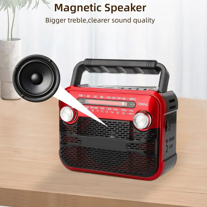 

Solar Hand Crank Radio Portable Audio with Flashlight Rechargeable Weather Radio with 3 Brightness for Outdoors Adventure Storms