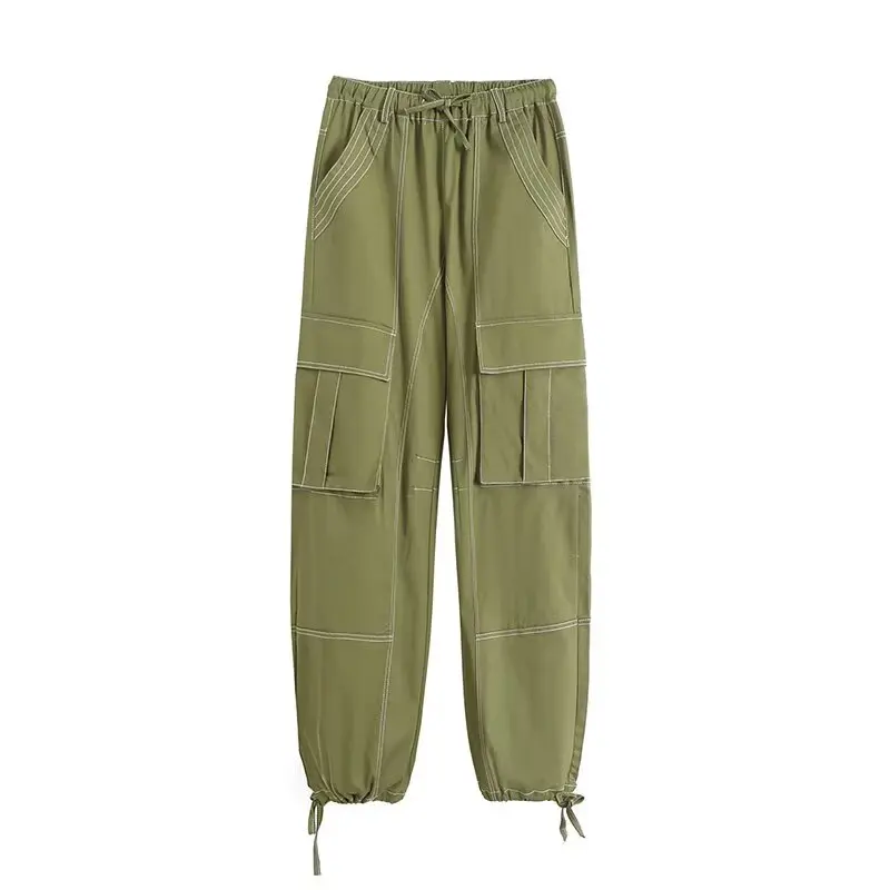 

Женские брюки 2026: Новинка лета, модные, свободные, стройнящие, с большими карманами, на резинке, повседневные, в стиле ретро