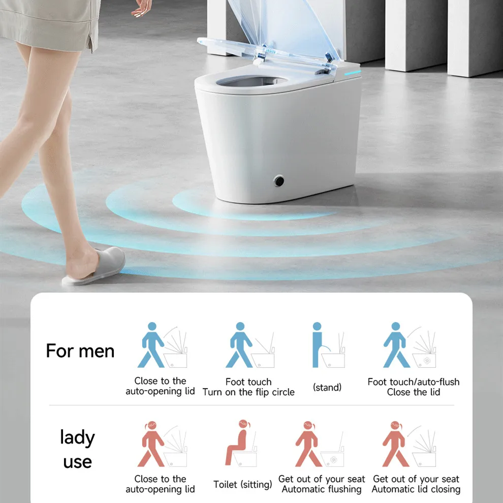 Cómoda inteligente de lavado femenino con burbujas integradas, inodoro para baño, sifón, pantalla Digital Led, inodoro eléctrico inteligente