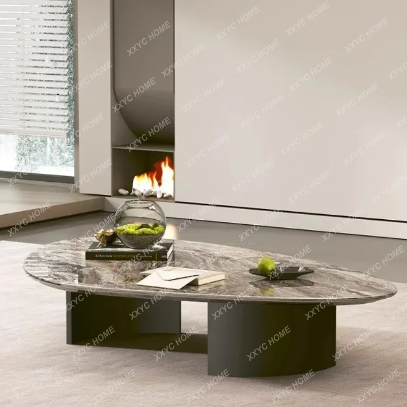 

L Light luxury marble coffee table living room home high-end small apartment luxury stone edge table