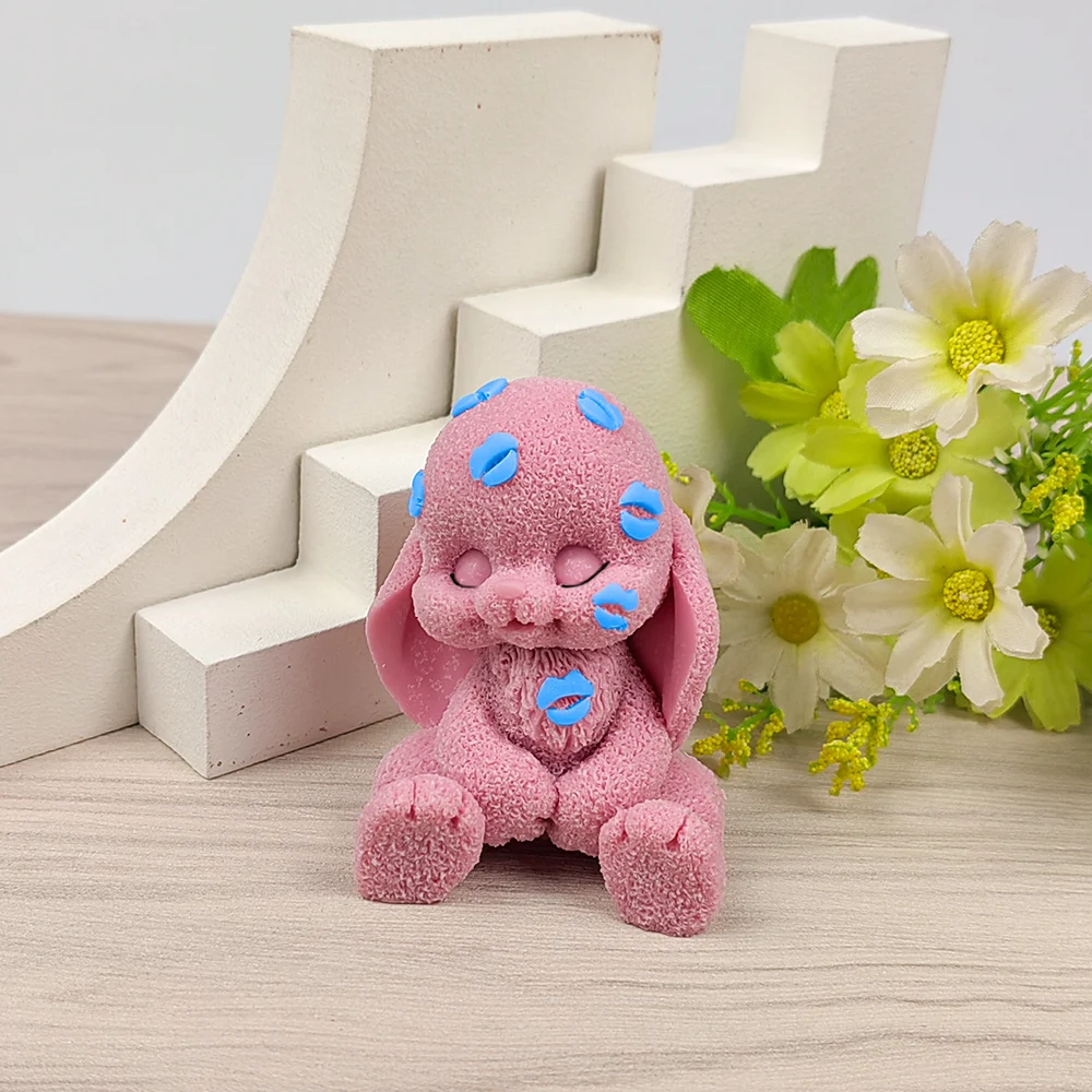 

Silicone Candle Mold, 3D Little Rabbit with Lip Print Moulds, Animals Soap Molds, Wedding Birthday, Valentine's Day Clay, DW0403