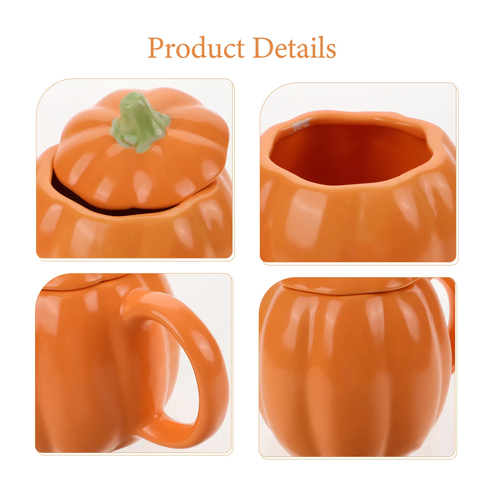 

Керамическая кружка в форме тыквы 400 мл с крышкой, пригодная для использования в микроволновой печи, для кофе, завтрака, молока, чая, сока, напитков